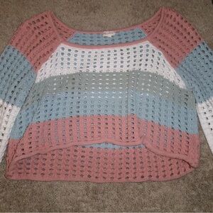 SOLD-Hem & Thread Pink and Blue Crew Neck Sweater